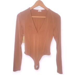 Aritzia Wilfred‎ Women's Bodysuit Contour V-Neck Longsleeve Sz Small​​​